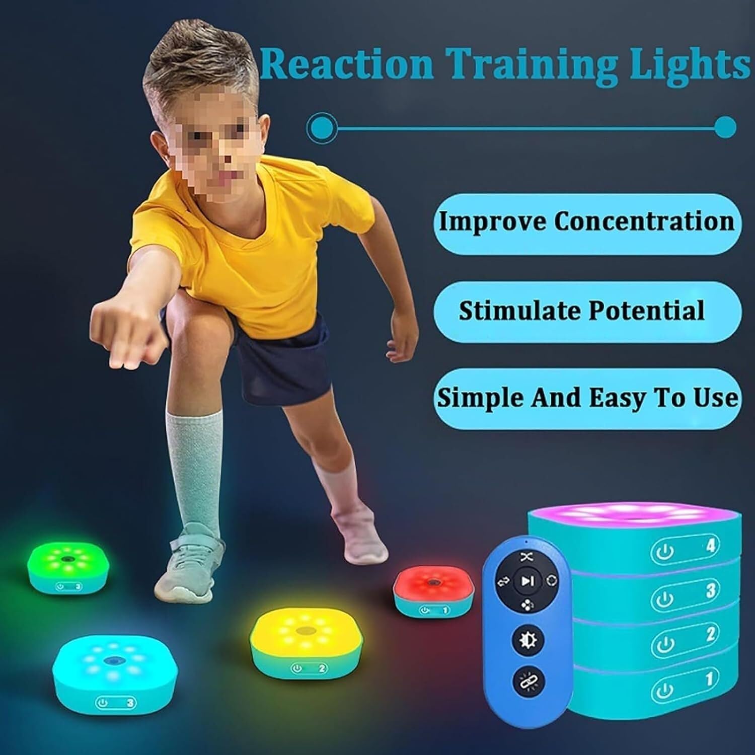 Luce for Allenamento Agile Reaction con Telecomando, 4 modalità, migliora i Tempi di Reazione, for impianti Sportivi e Allenamento Individuale degli Atleti(B,6lights)