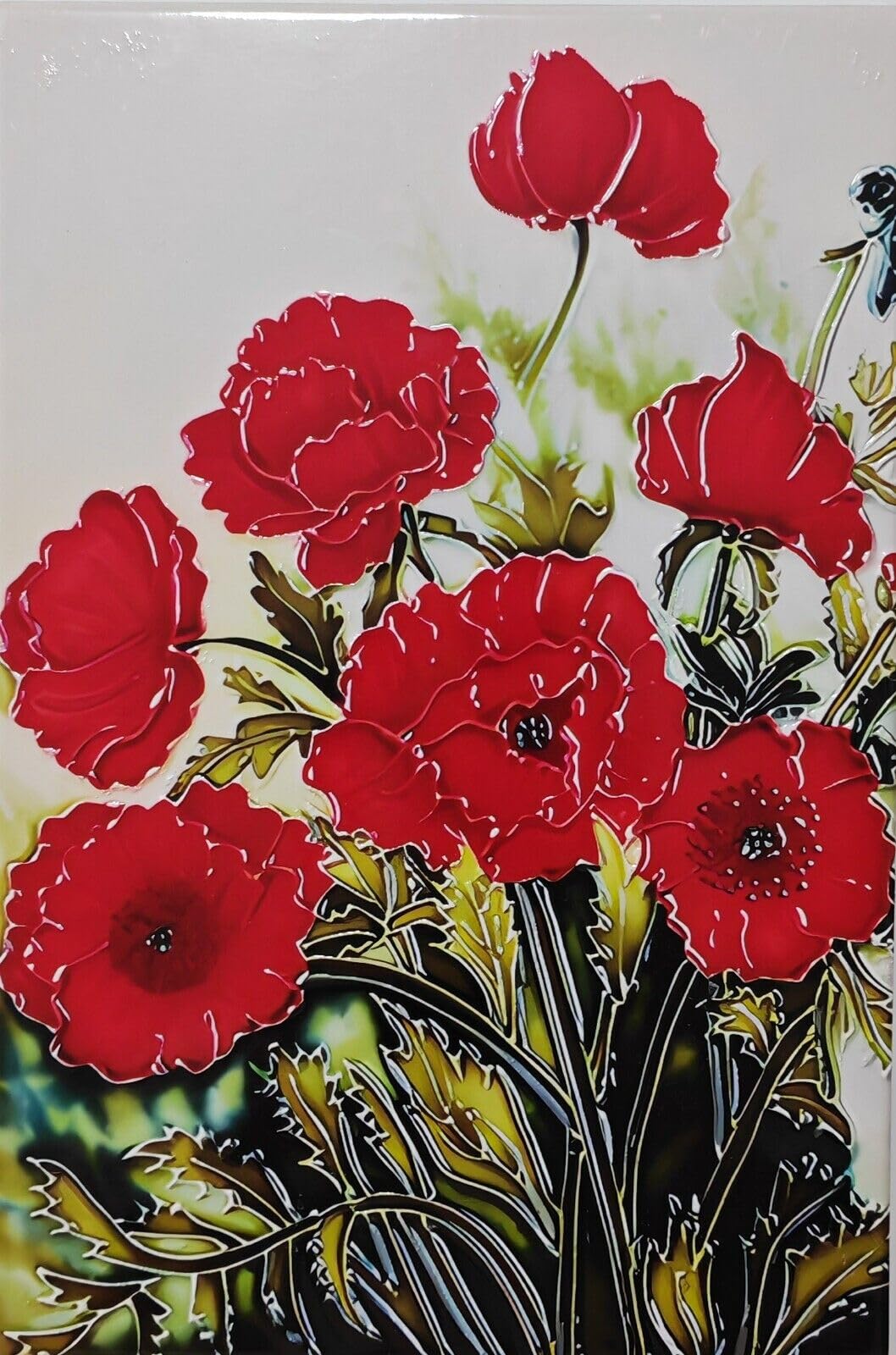 Old Tupton Ware Decorative Art Tile (Wild Poppies, 19 x 29 cm)