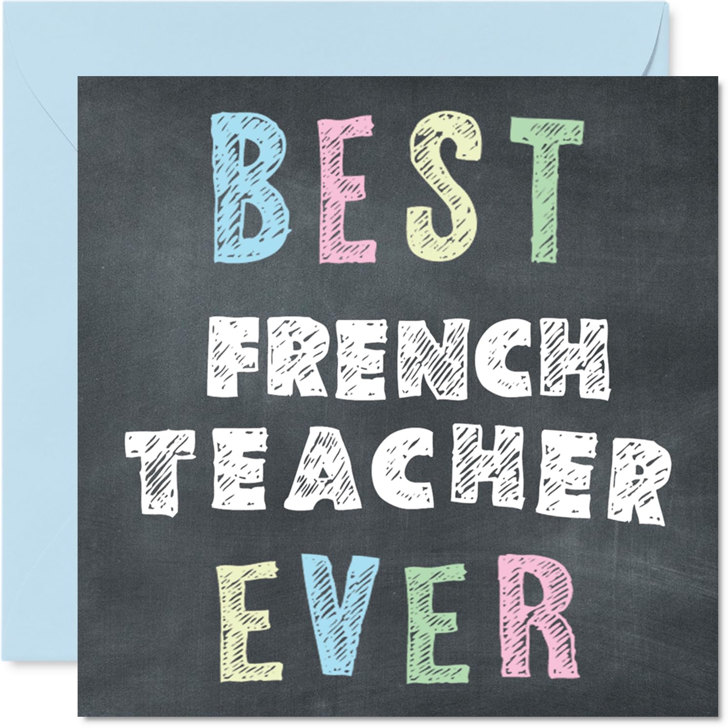 French Teacher Appreciation Card - Best French Teacher Ever - Thank You Card from Student Pupil, 145mm x 145mm Thankful Cards