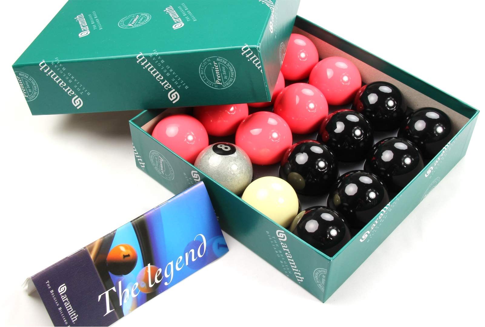 Boules De Billard Aramith Premier - Set Rose Et Noir Avec Boule 8 Argentée - 5,1 Cm - Qualité Tournoi