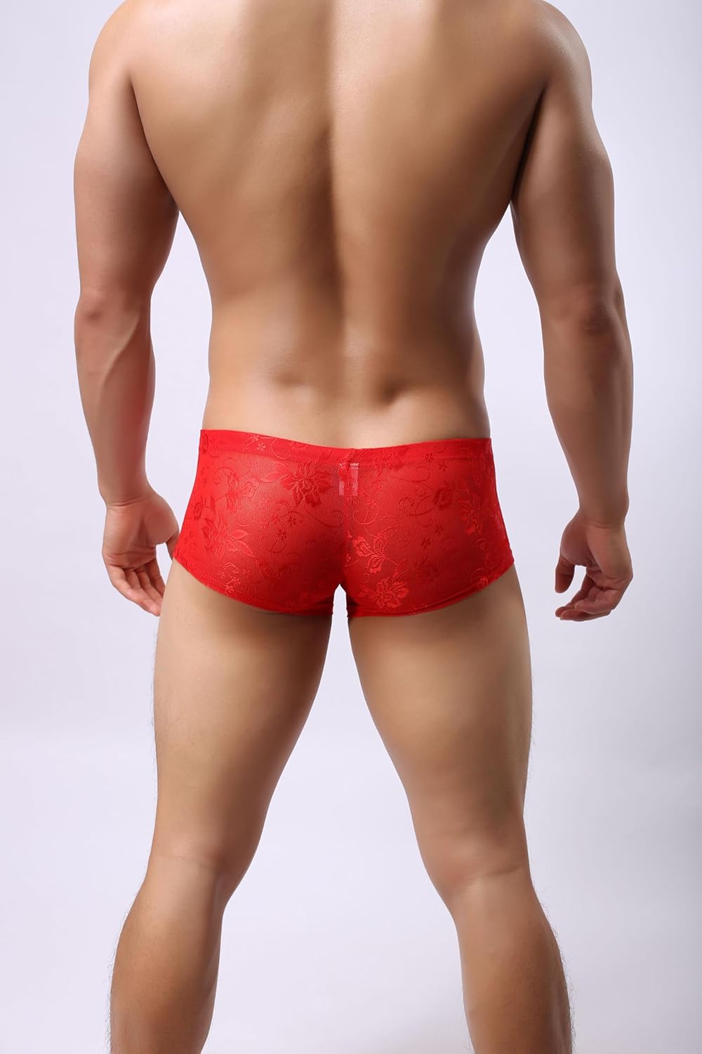 Mens Lace Underwear Sexy Boxer Briefs Mesh Pants Soft Bikini Breathable Cheeky underpants Bulge Pouch for Men - Image 3