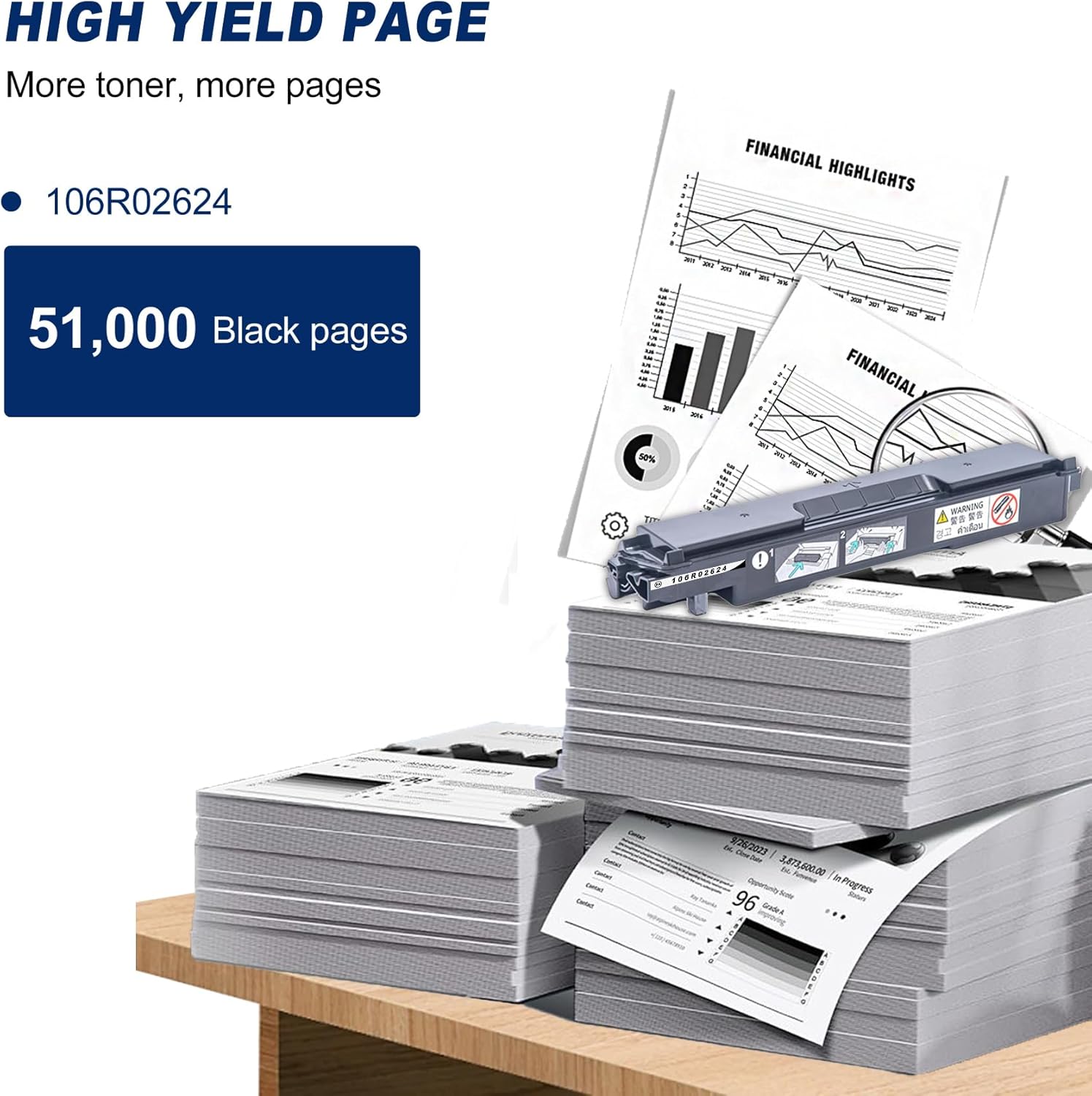 1-Pack Black 106R02624 High Yield Waste Toner Compatible for Xerox 106R02624 Phaser 7100 Printer (Pages up to 51,000 Page )