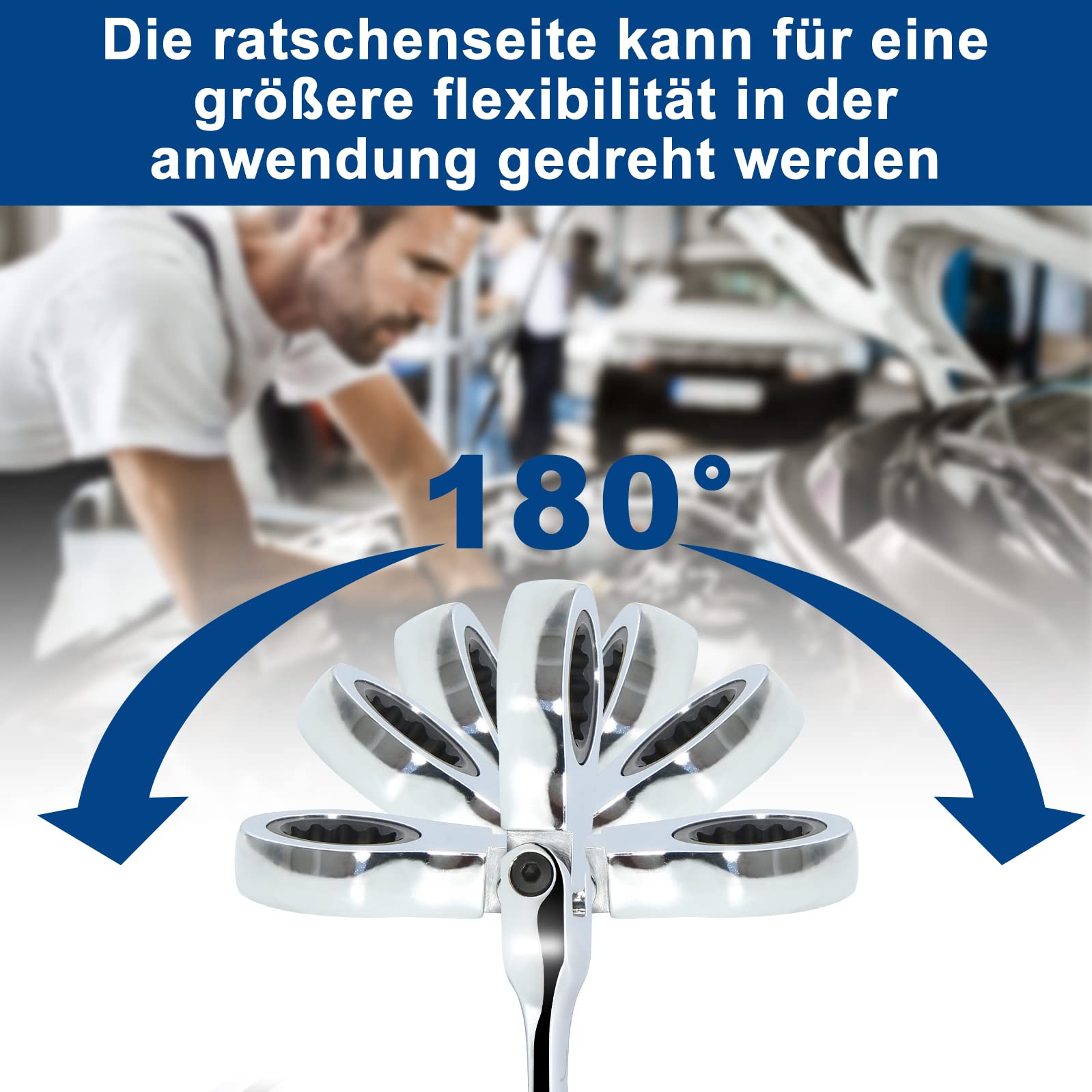 SORAKO Ringschlüssel Set 12Pcs, Ratschenschlüssel Set 8-19mm Maul-Ringschlüssel-Satz, Dual-Use Design Maulschlüssel, Rutschfest Schraubenschlüssel Set Maulschlüssel