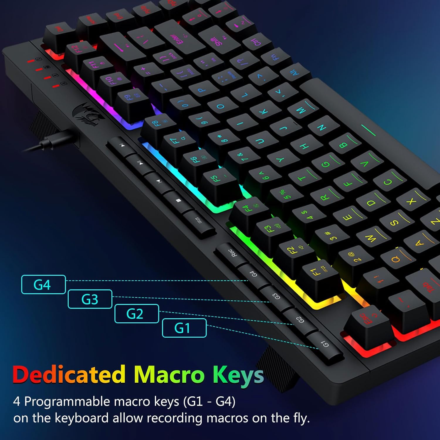 Redragon Wired Gaming Keyboard and Mouse Combo, RGB Backlit, 75% Mini Macro Membrane Keyboard with Anti-Ghosting & Multimedia Keys + 8000 DPI Programmable Optical Mice for PC Laptop