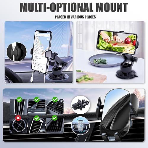 Miniatura 7 de Soporte de teléfono para automóvil ventosa estable giratoria Soporte de teléfono para salpicadero del automóvil, ventilación de aire, soporte de