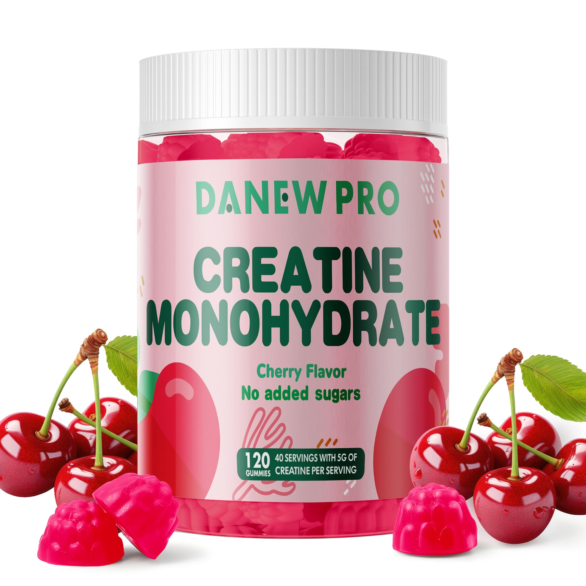 Creatine Monohydrate Gummies 5000mg for Men & Women, Creatine Monohydrate for Muscle Strength, Muscle Builder, Energy Boost, Pre-Workout Supplement(120 Count)-Cherry Flavor