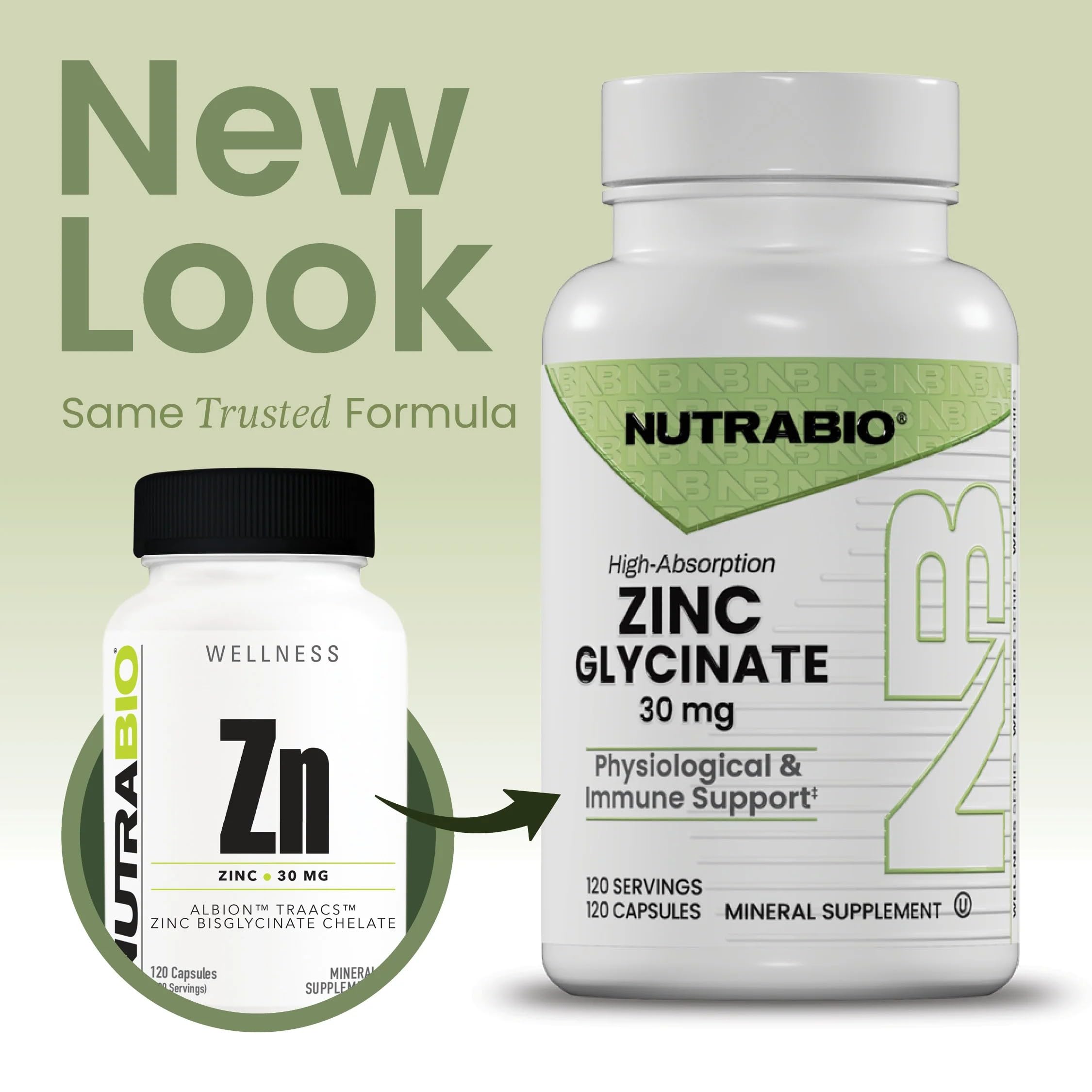 NutraBio Zinc Glycinate Supplement - for Proper Growth, Development, and Immune Health - 30mg of Zinc per Vegetarian Capsules - 120 Servings — Amazon image 2