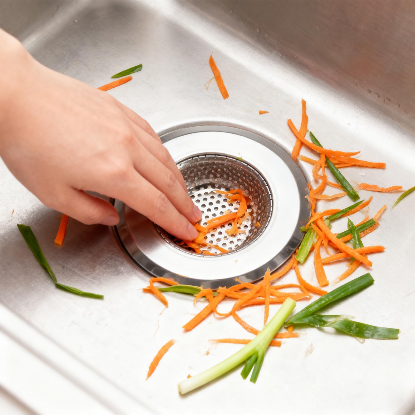 2 Pcs Stainless Steel Kitchen Sink Strainers, Kitchen Sink Drain Strainer 4.5" Wide Rim Drain Filter Basket, Mesh Strainer Stoppers Fits Most Sinks