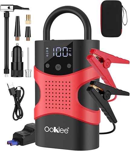 Arrancador portátil para coche con compresor de aire, inflador de neumáticos de 150 PSI, compresor de aire portátil, batería de 12 V 3000 A con