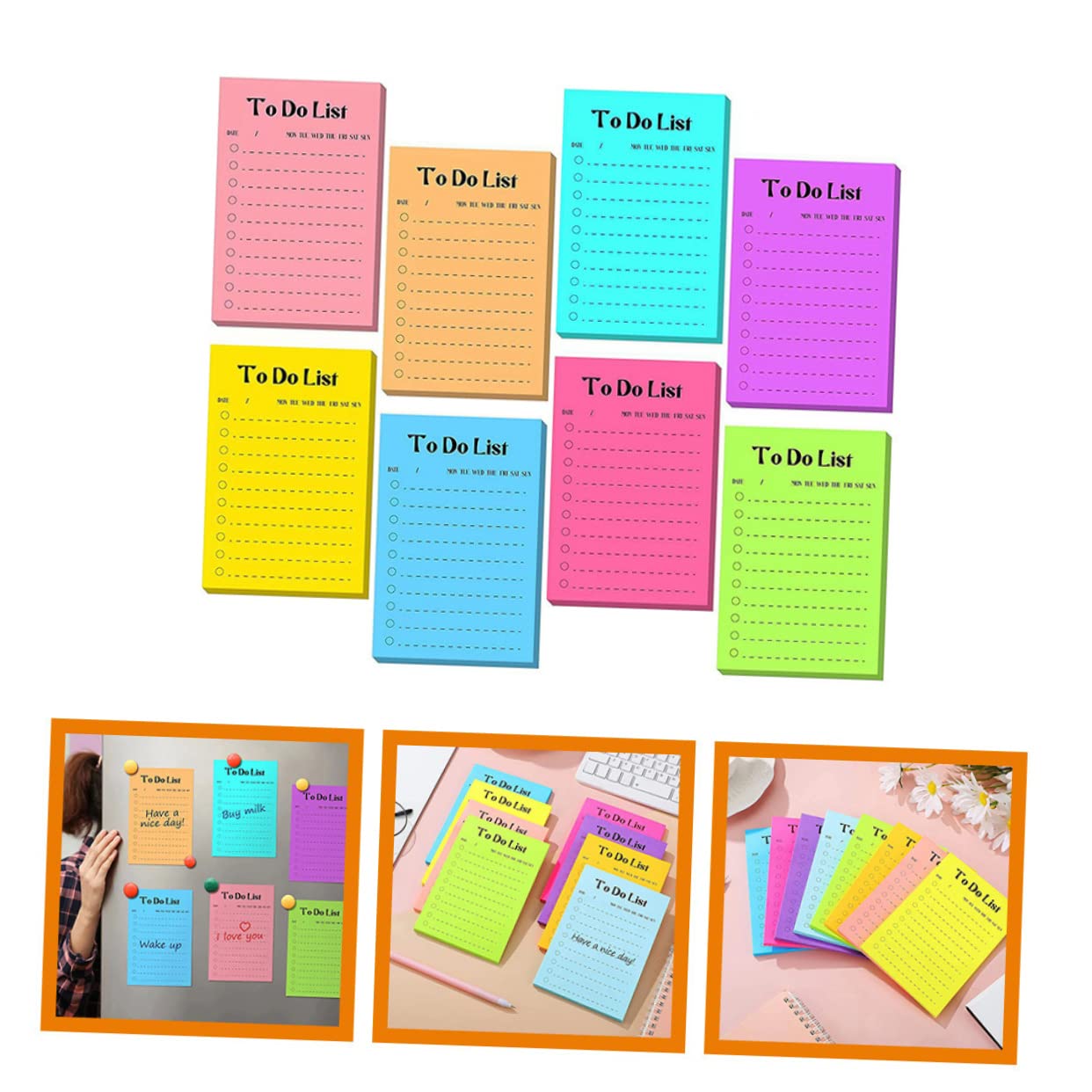 Ciieeo Notas Adhesivas de Papel Fluorescente Blocs de Notas Autoadhesivos Pegatinas para Escolares Accesorios para Blocs de Compactos para Planificación y Organización