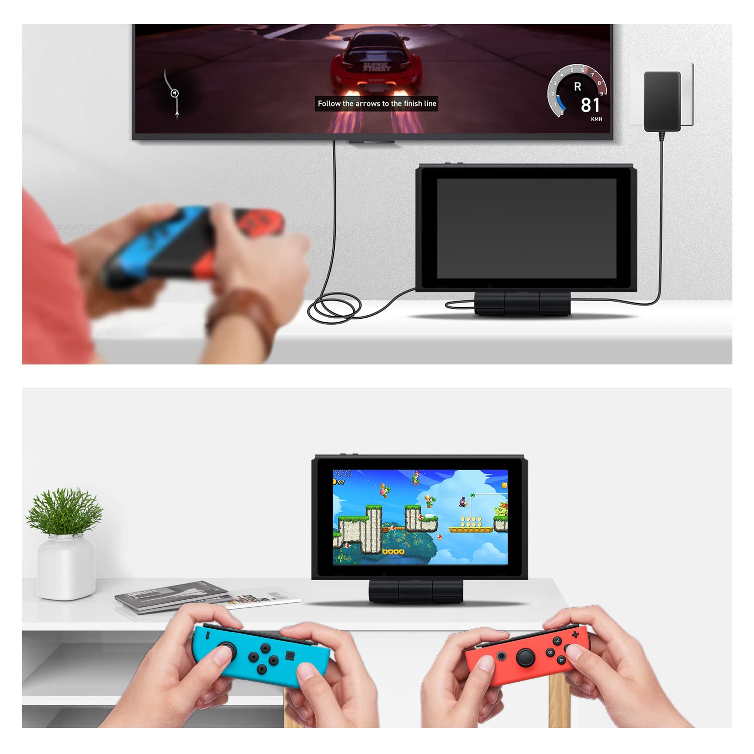 Wigearss Chargeur Dock Station d'accueil TV pour NS Switch/Switch OLED avec Adaptateur Type C vers HDMI Port USB 3.0