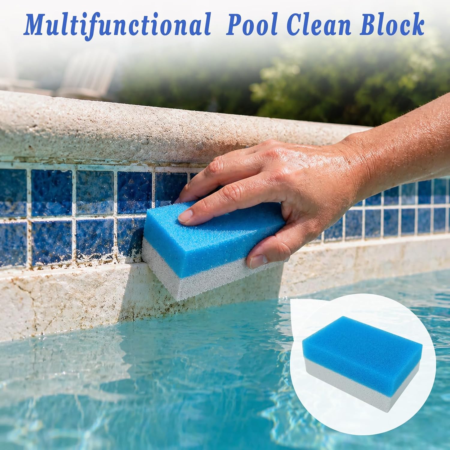 Dual Sided Pool Pumice Stone Cleaning Sponge, 2 in 1 Pool Cleaning Sponge Scrubber with Pumice Stone, Pumice Scrub Sponge Brush for Pool Tile Spa Kitchen Bathroom Stain and Rust Removing (4)