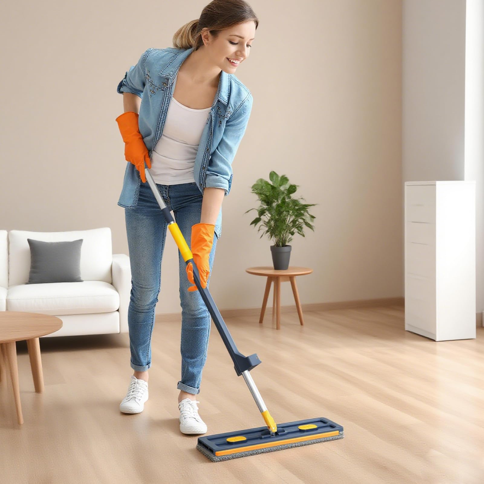 Mopa Plana de Microfibra Giratoria 360 Grados, En Seco O Húmedo, Mango | Herramienta de Limpieza Doméstica para Suelos de Cocina, Baño, Hogar, Comercial, Alfombra, Madera Dura, Baldosas y Má