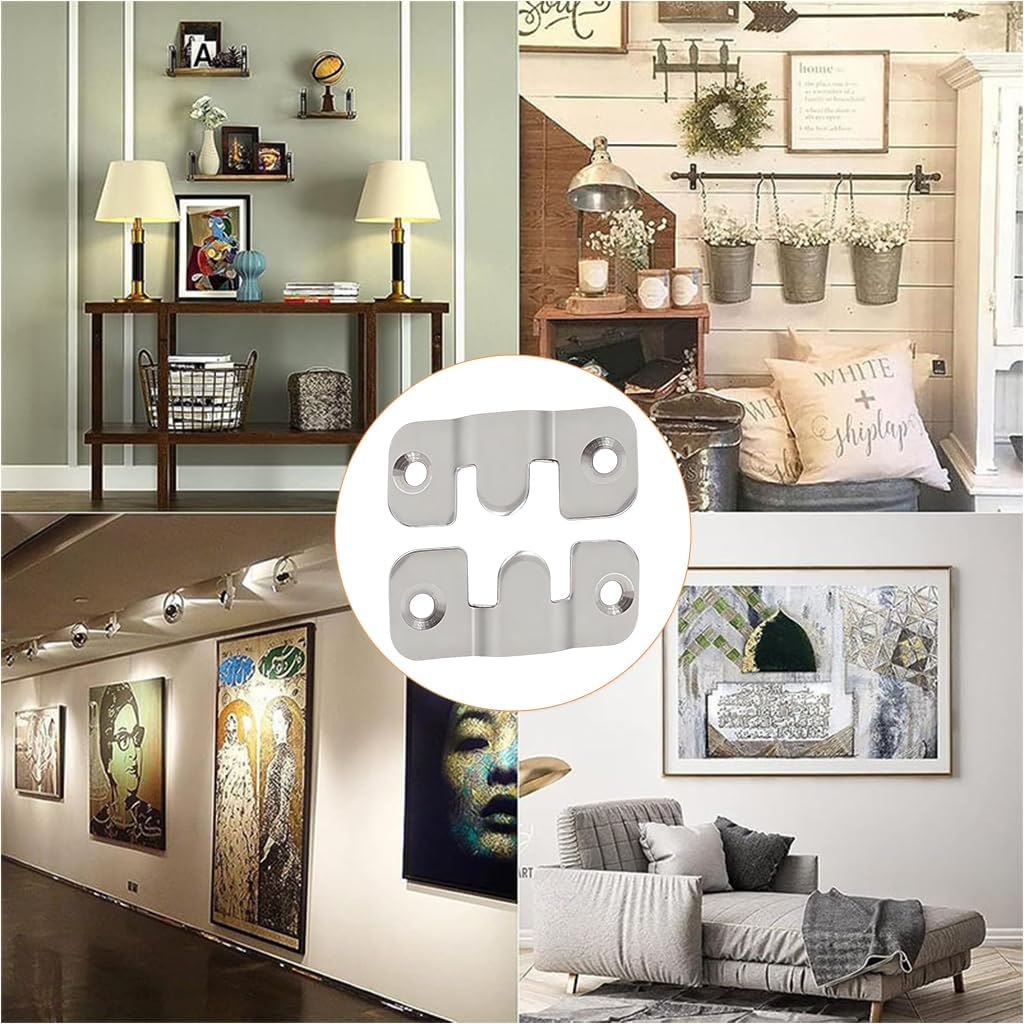 Serplex® 10 Sets Picture Hanging Hardwares, Stainless Steel Split Wall Mounted Interlocking Picture Hangers, Screw Fixed, Multipurpose Hanging Hardware for Certification, Wall Decor, Photo Frame