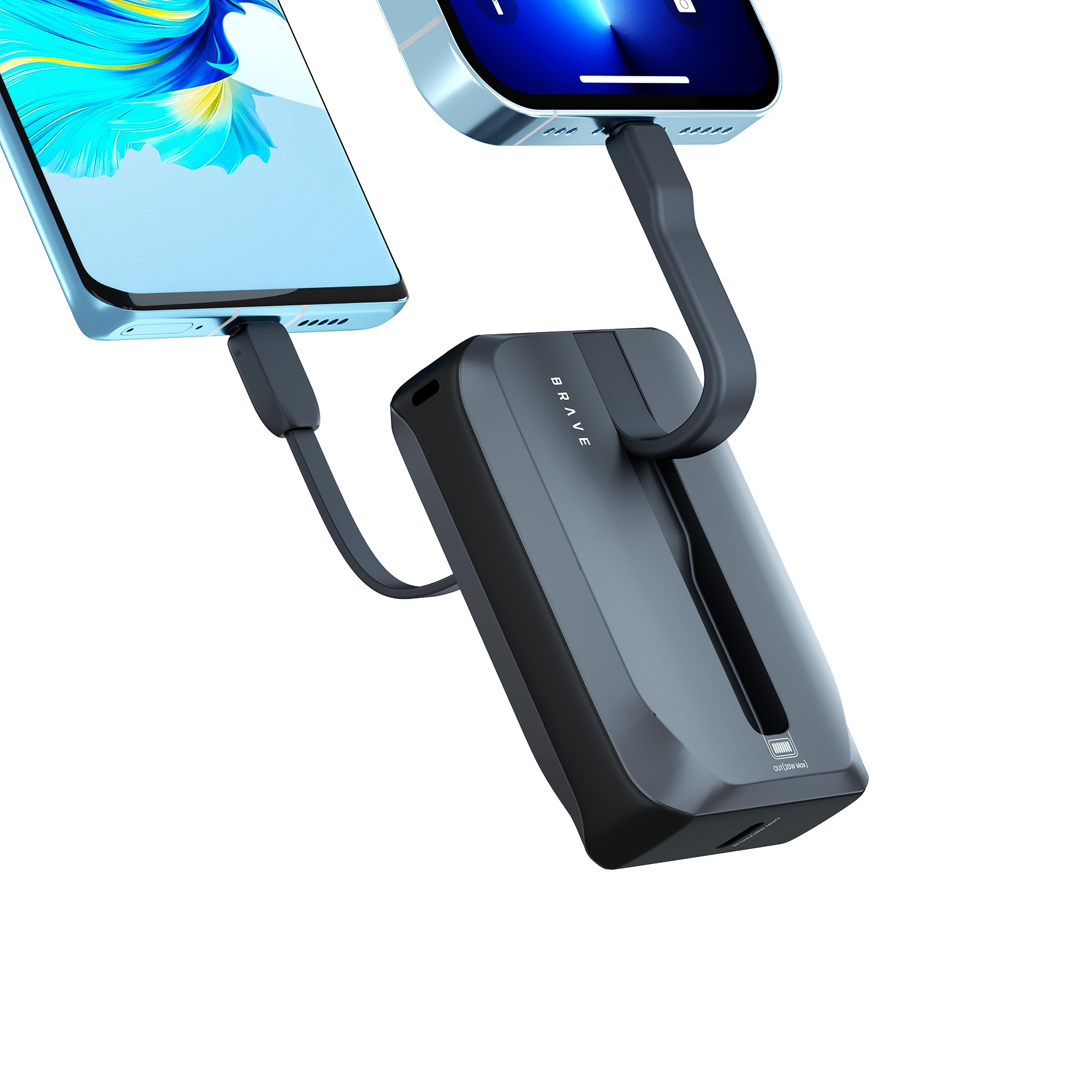 10000mAh Power Bank with Built-in Cable, PD 22.5W Portable Charger, 2-Port Fast Charging Battery Pack for iPad Pro/Air, iPhone 15 Pro Max, Samsung S24 Ultra, etc