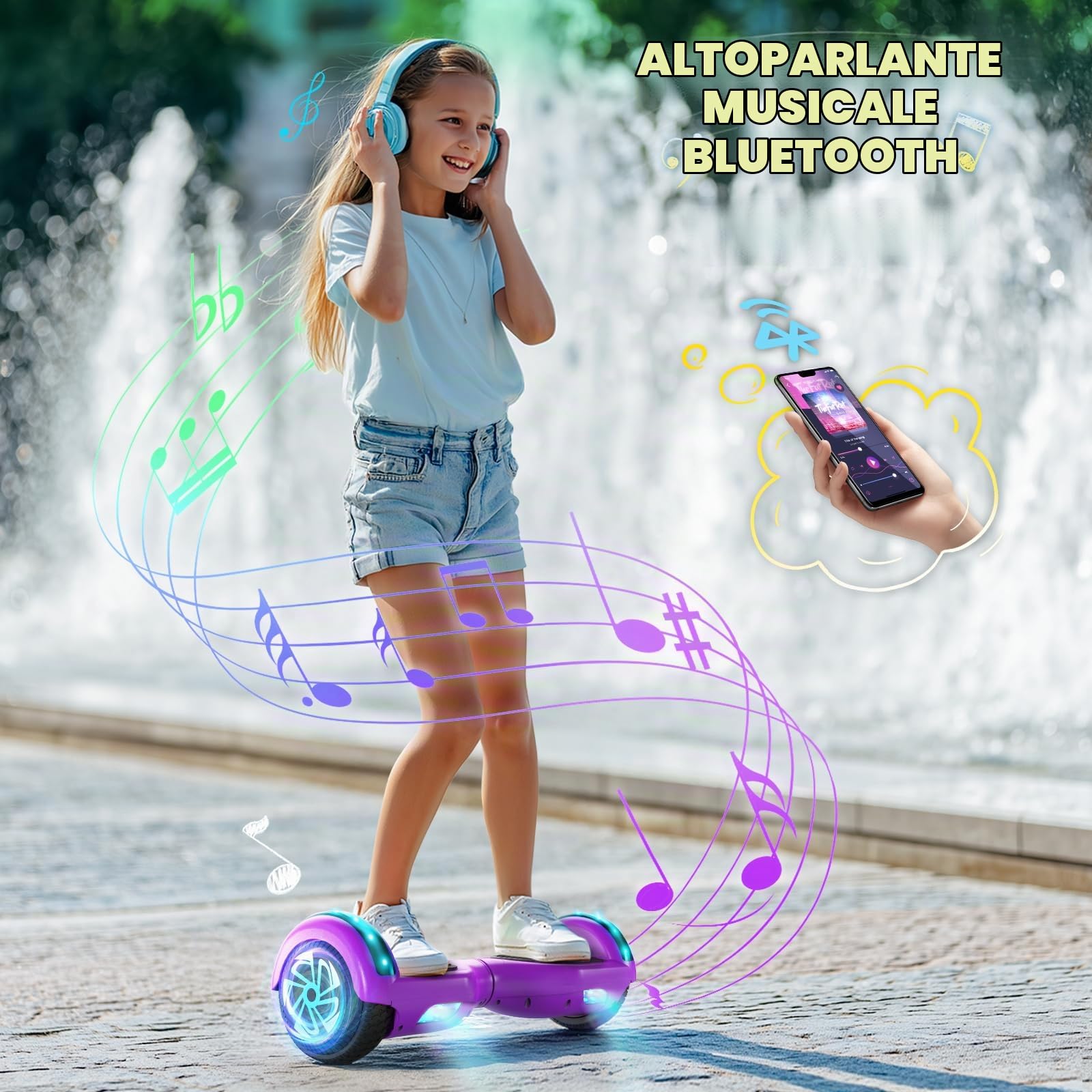 SISIGAD 6,5 pollici Scooter, hoverboard autobilanciato con altoparlante Bluetooth e illuminazione a LED