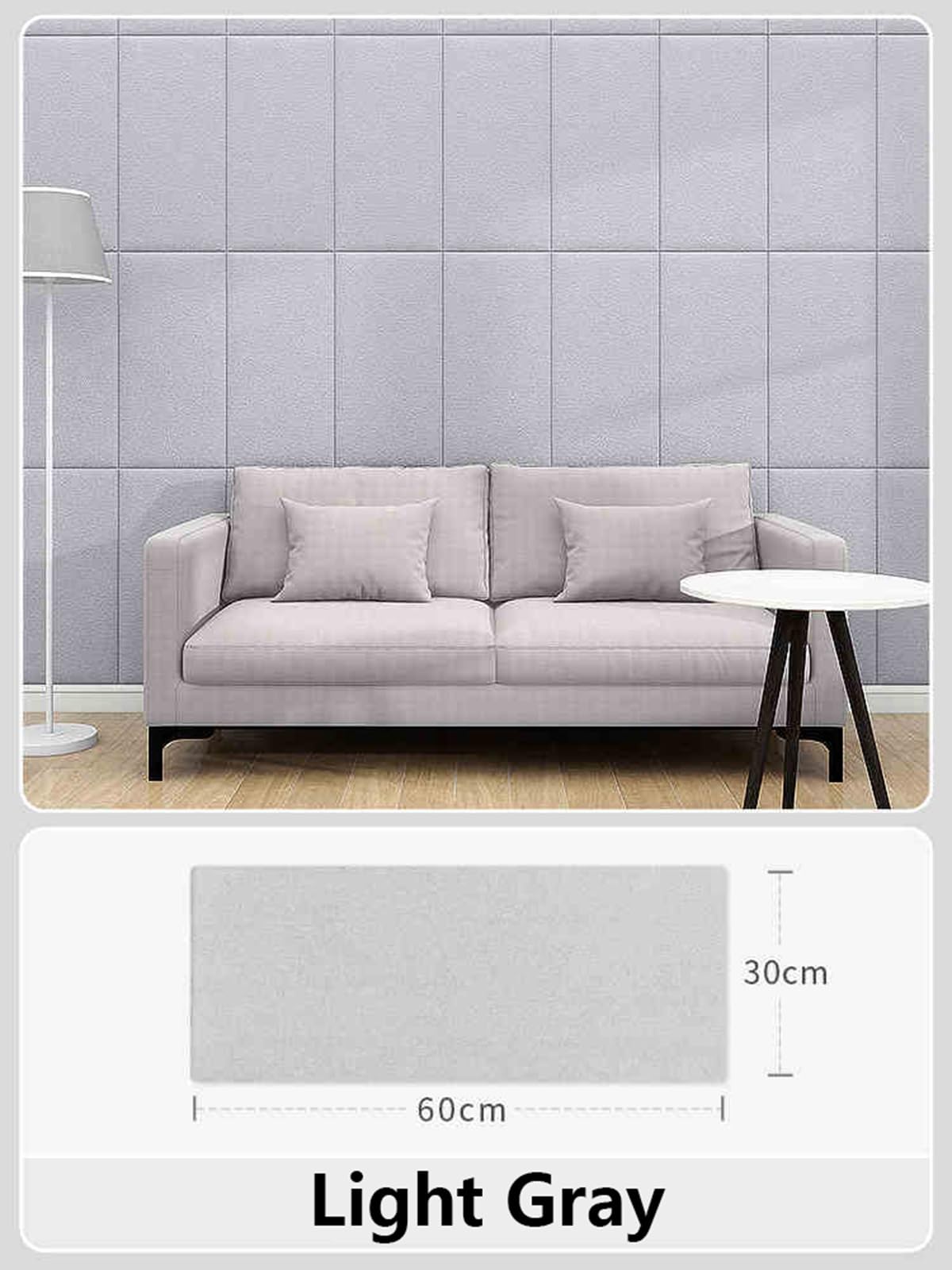 Tapis de Sol Anti-Collision pour Enfants, tête de lit autocollante, Panneaux muraux rembourrés, Isolation Thermique, Tapis en Mousse, revêtement Mural décoratif (Gris Clair, 10 pièces)