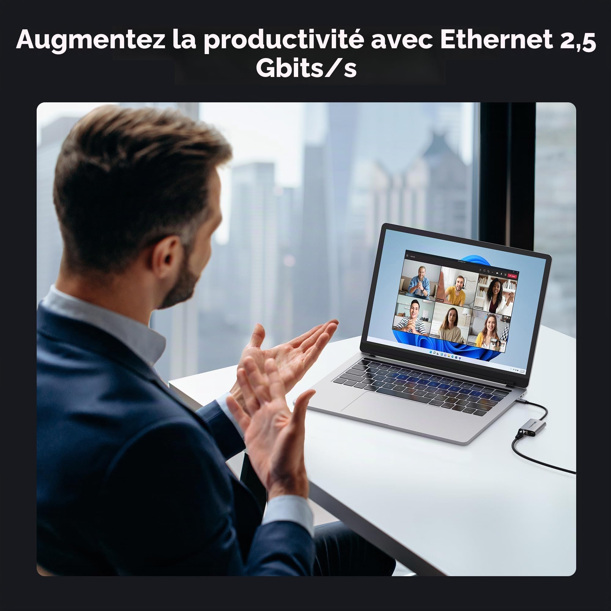 Cable Matters Adaptateur USB-C vers Ethernet 2,5 GB, avec Charge de 140W | USB-PD 3.1, USB4/Thunderbolt 4/5, MacBook, ordinateur portable, iPad et appareils USB-C, Ethernet 2,5 Gigabit vers USB-C