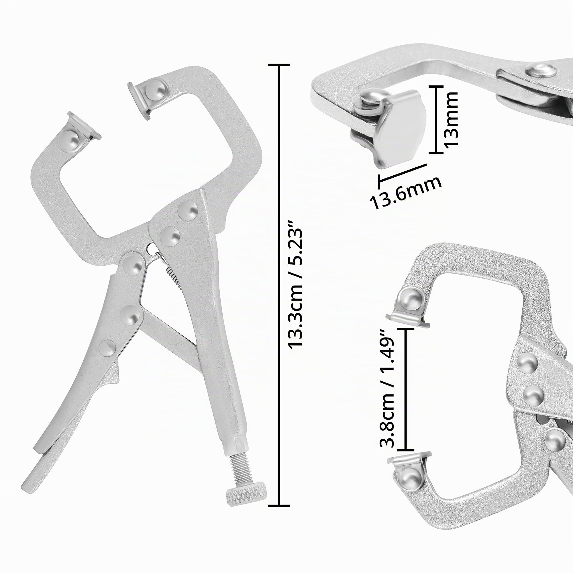 Kurtzy Abrazadera en C Sargentos de Apriete 13,3 cm de Metal con Tornillo Ajustable y Almohadillas Giratorias (Pack de 8) Juego Alicates Soldar Fácil Liberación - Superficies Disparejas, Manualidades