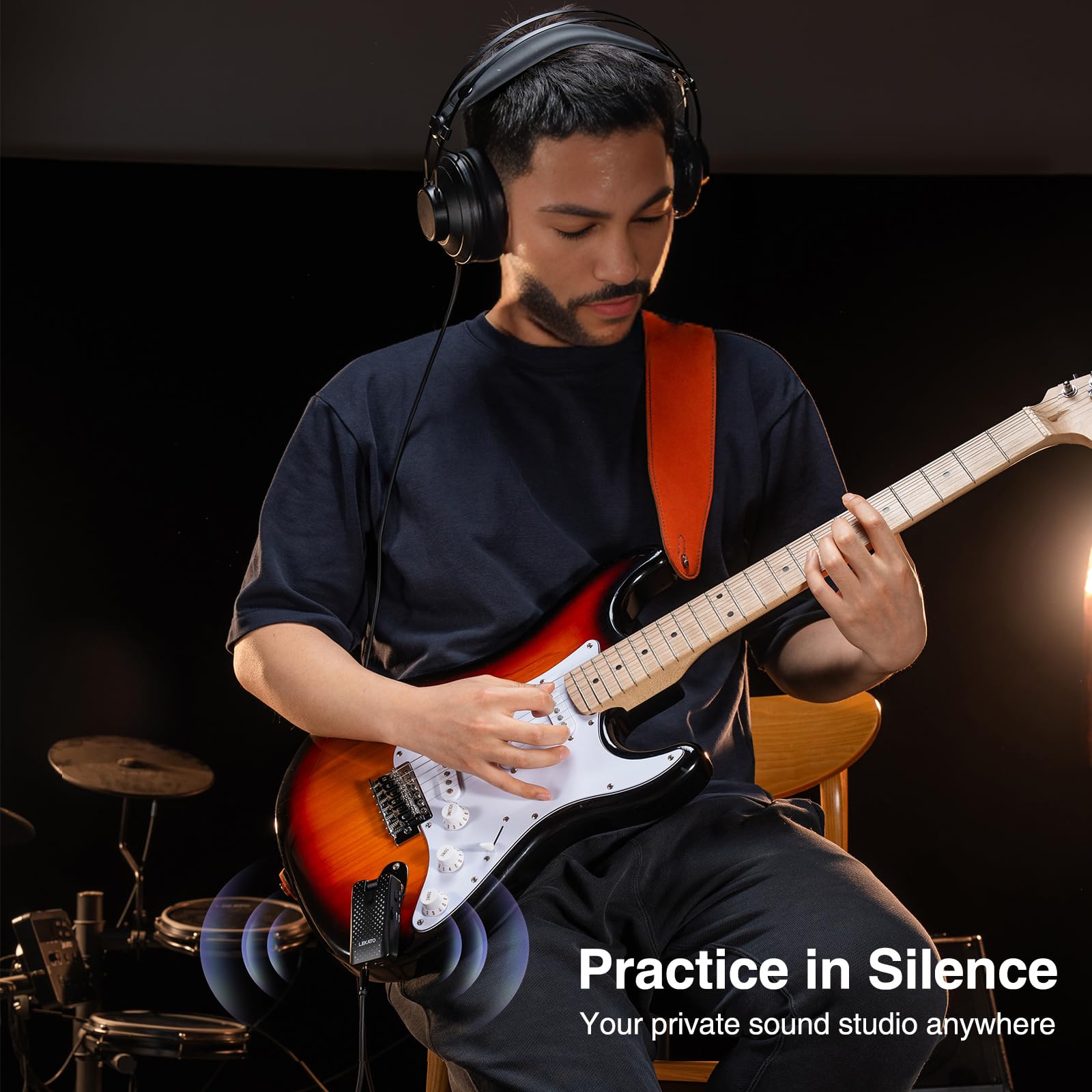 LEKATO Mini-Gitarrenverstärker mit 28 Drum-Grooves, 14 eingebauten Effekten, 14 Verstärkermodellen, wiederaufladbarem Multieffektprozessor mit 14 Presets, Bluetooth, USB-Aufnahme (eingefügt)