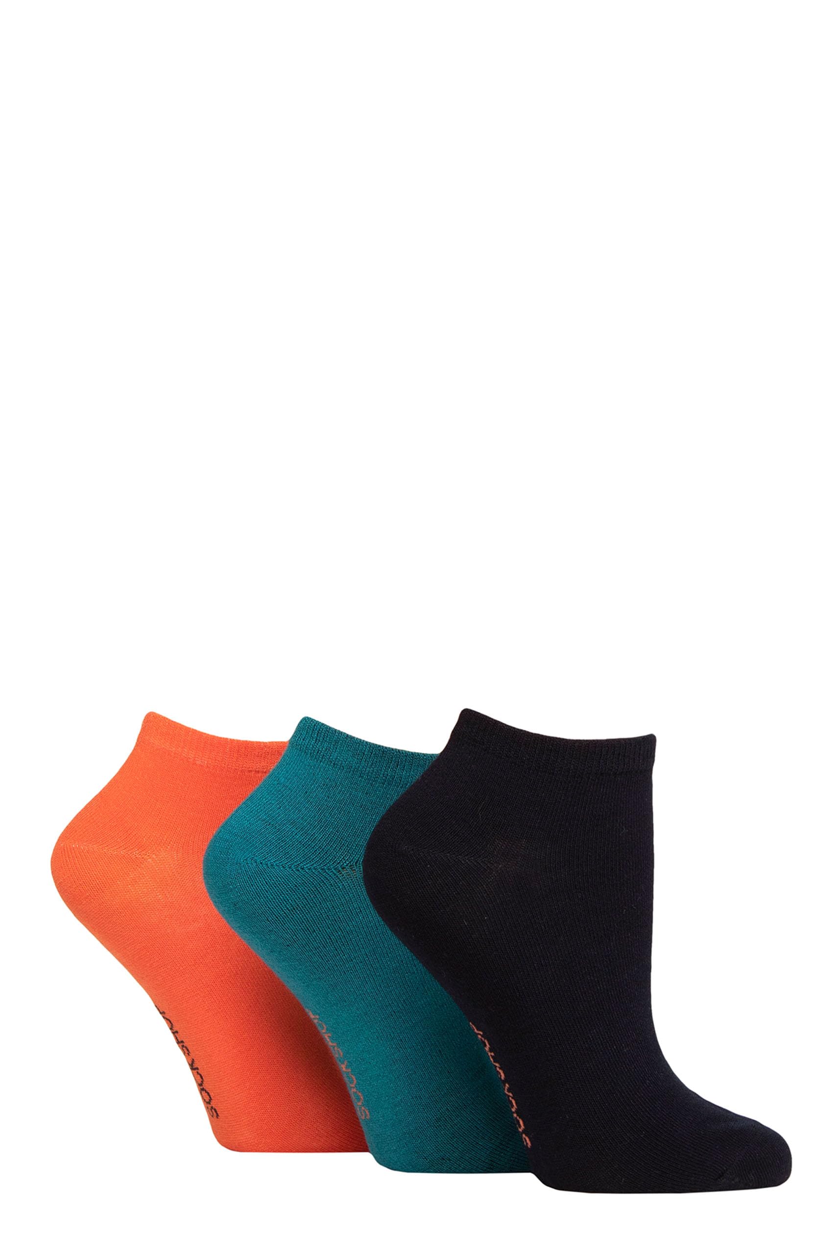 SockShop Ladies Striped, Plain and Mesh Bamboo Trainer Socks Pack of 3 (UK, Numeric, 4, 8, Regular, Regular, Mandarin Plain)