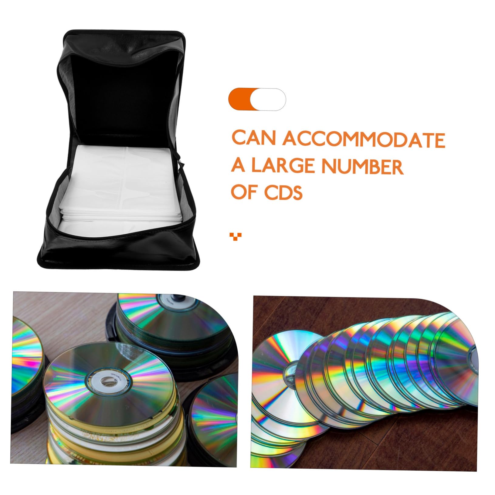 Portaoggetti Per Dvd in Pelle Pu Capacità Dischi Organizer Porta Cd Con Maniglia Raccoglitore Per Cd Dvd Album Di Archiviazione Nero