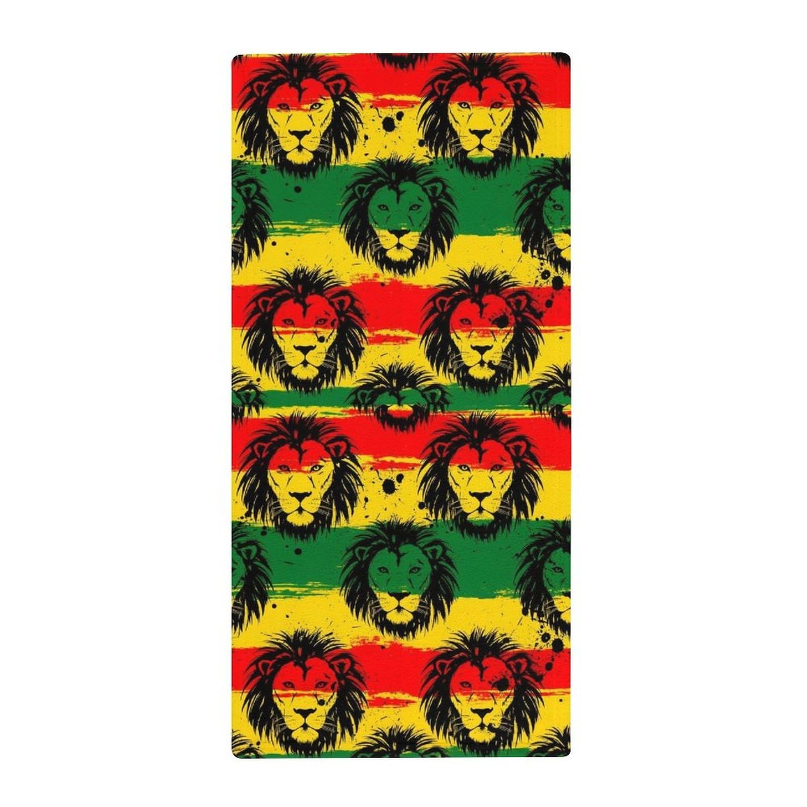 Anceky Super Absorbent Yoga Towels, Reggae Rasta Flag Lion Compact Quick-Dry Face Towels for Gym, Camp & Travel Essentials