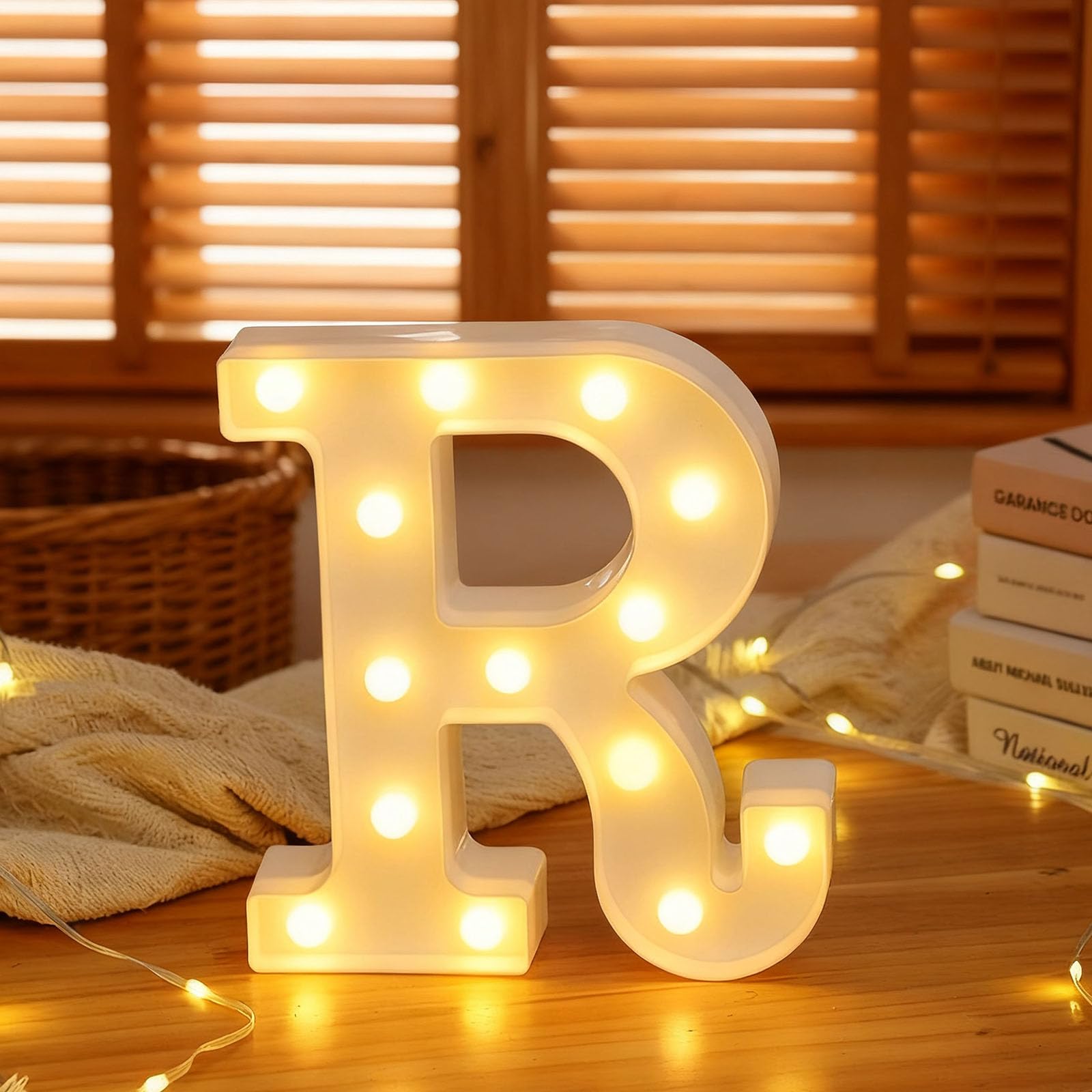 R Marquee Light Up Letters - LED Letter Lights Sign Warm Atmosphere Decoration Lights DIY LED Night Light for Thanksgiving Day Children's Room Bar Decorative Lamp Romantic Gift (5.71"*1.18"*6.42) — image 1