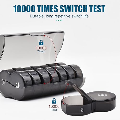 Miniatura 5 de Organizador semanal de píldoras, pastillero grande de 7 días, caja de medicina diaria de vitaminas, recipientes de píldoras AMPM para suplementos de