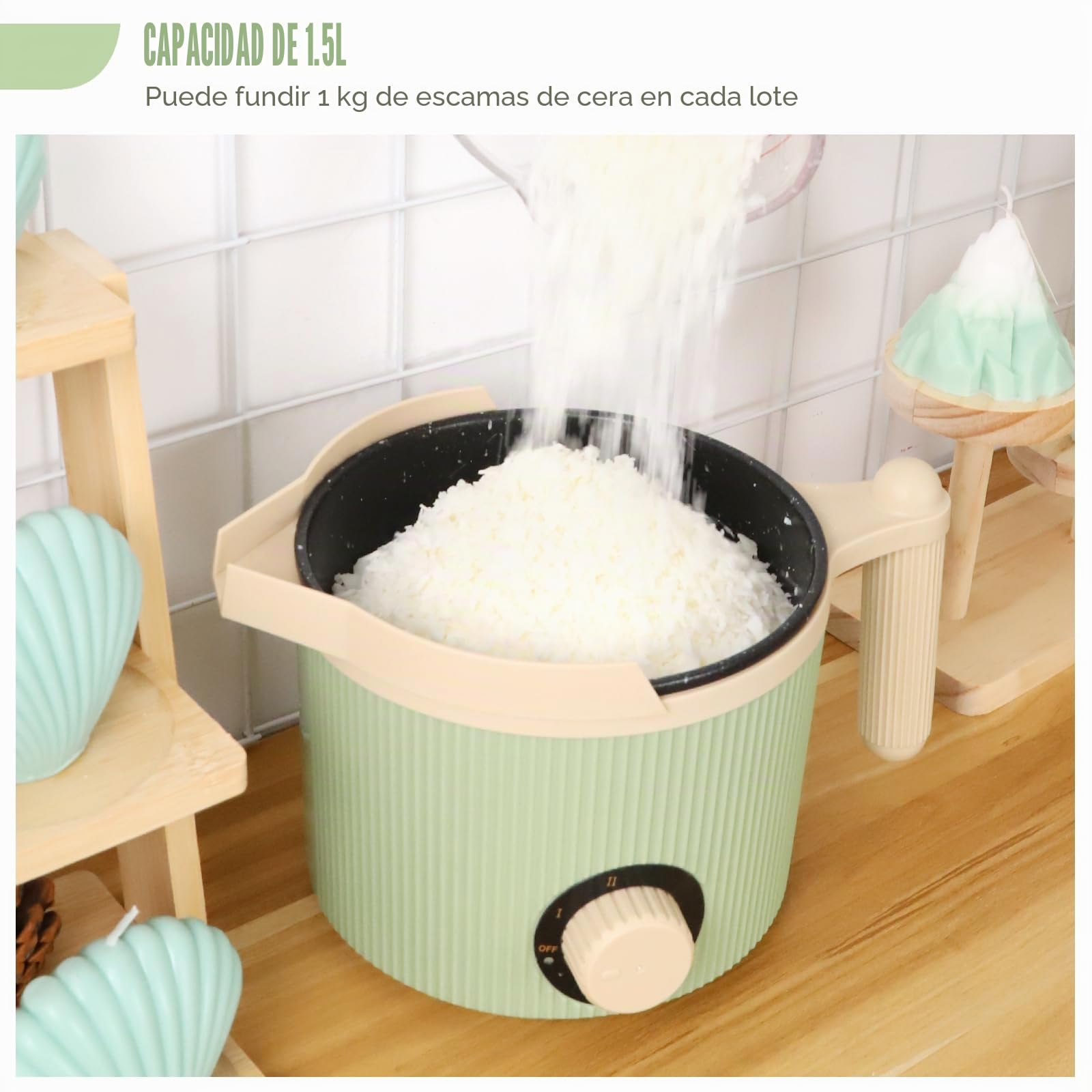 TOAUTO Cera para derretir 1,5 L, color verde