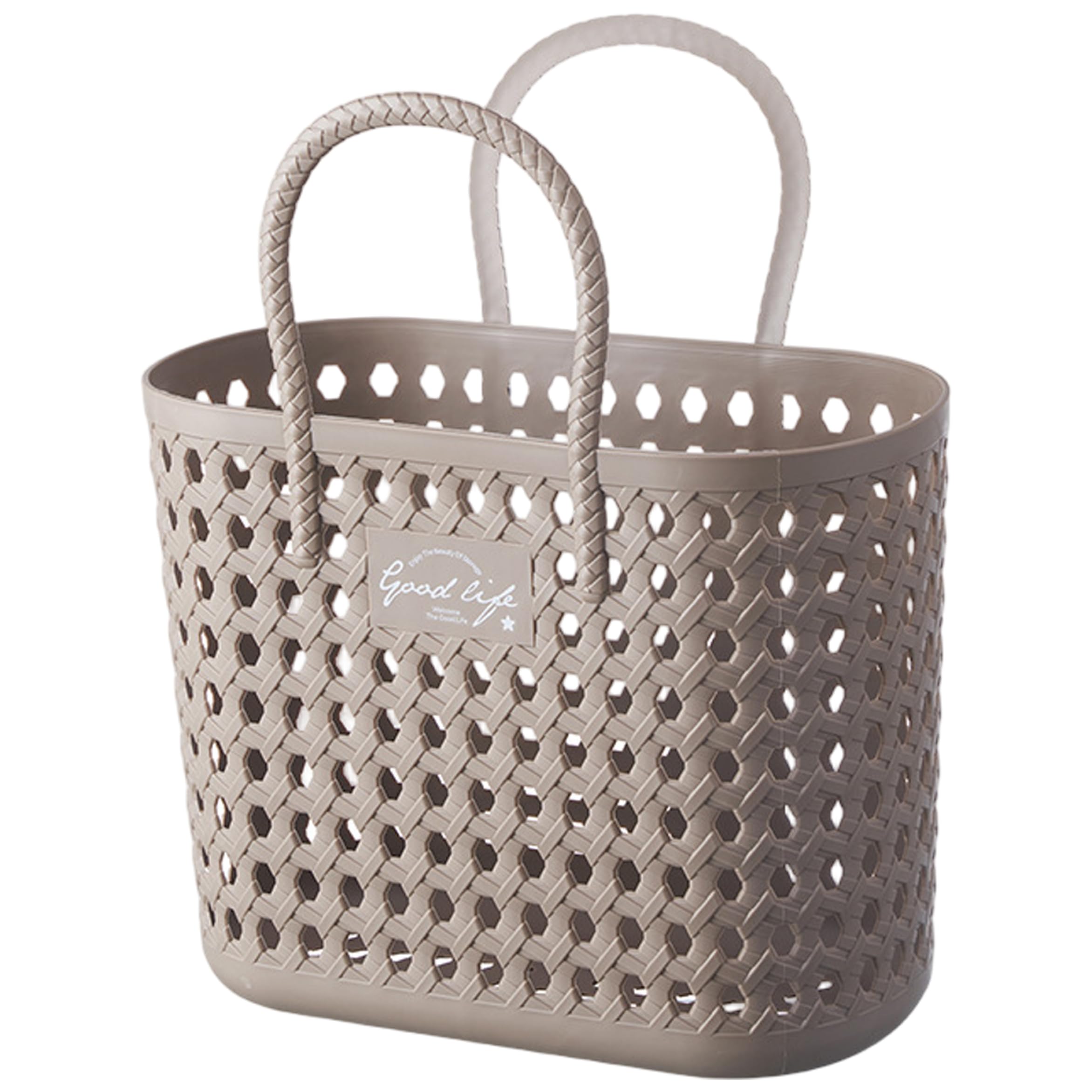 Xdyyjrasa Shower Caddy - Hollow Imitation Rattan Basket with Handle for Bathroom & Travel, Gray