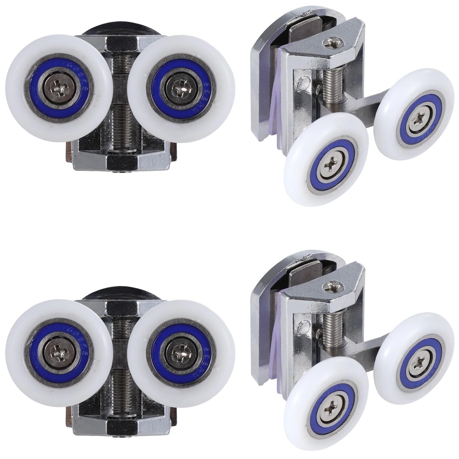4 Stück Dusch­türrollen, Ersatzrollen für Duschtüren, 26 mm Doppelrollen oben und unten mit Schrauben, Laufrollen für Glastüren 6-8 mm