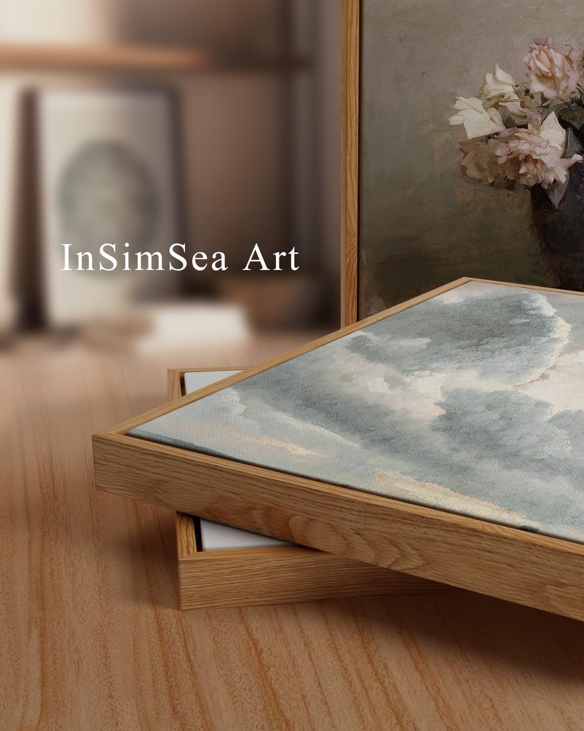 InSimSea Framed Canvas Wall Art, Landscape Wall Art, Study of Clouds Painting, Modern Farmhouse Decor, Rustic Wall Decor for Living Room, Bedroom, Office, 24"x36" Clouds with a Sunset 36"L x 24"W