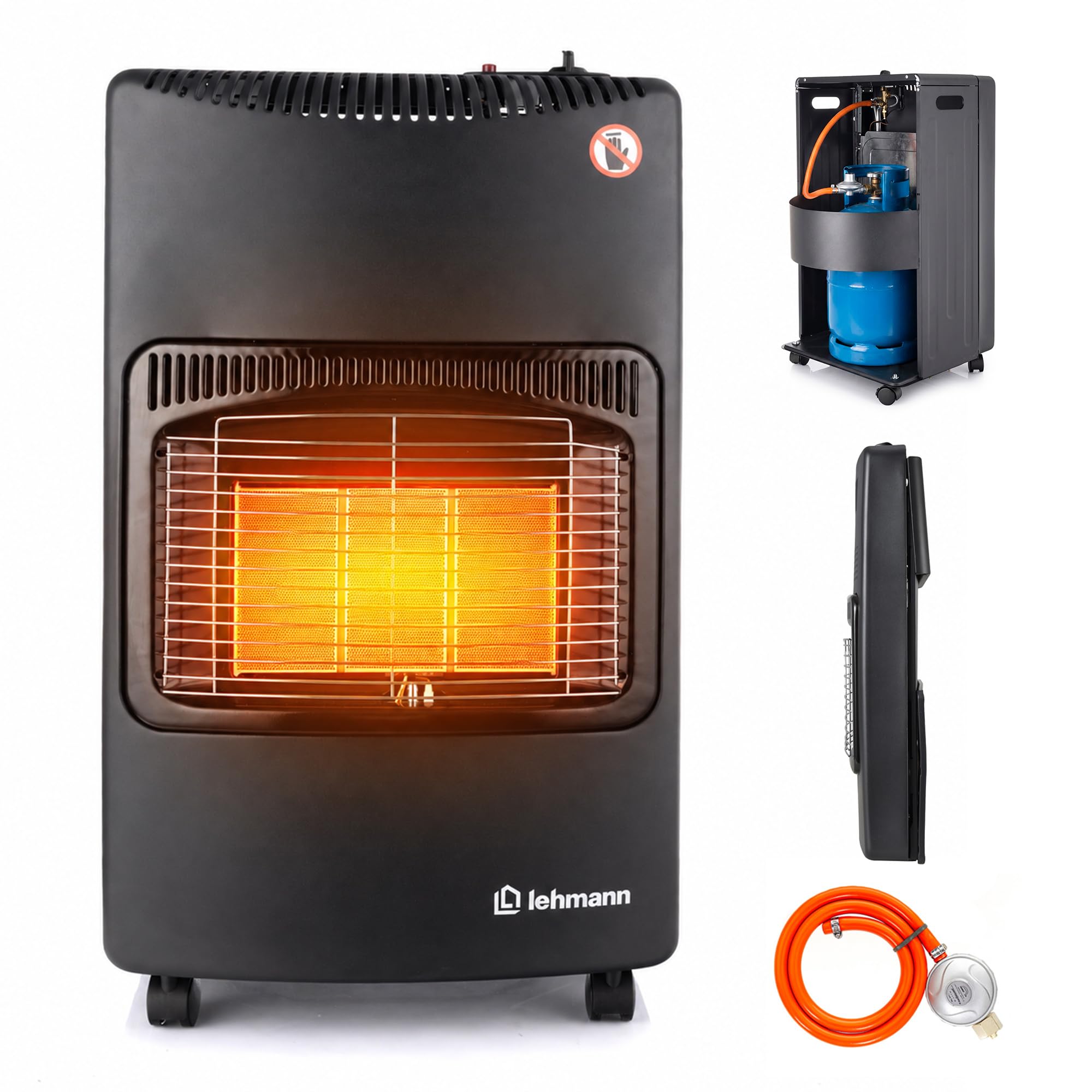 LEHMANN Gasheizer, Gasheizung 4,2 kW, bis 80 m², Infrarot, Piezozündung