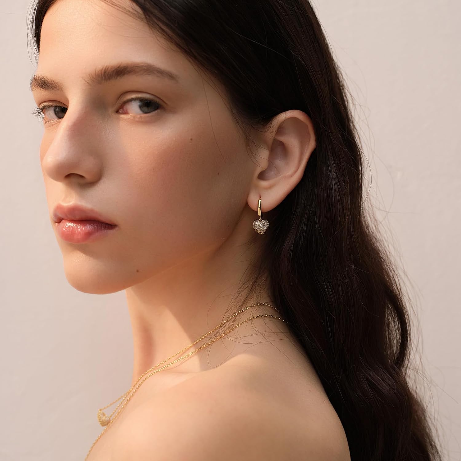 ARSIS Innocence Age Gold Drop Hoop Earrings for Women, Hypoallergenic, 925 Sterling Silver Posts, Shine Jewelry Gift for Mother's Day, Wife, Birthday