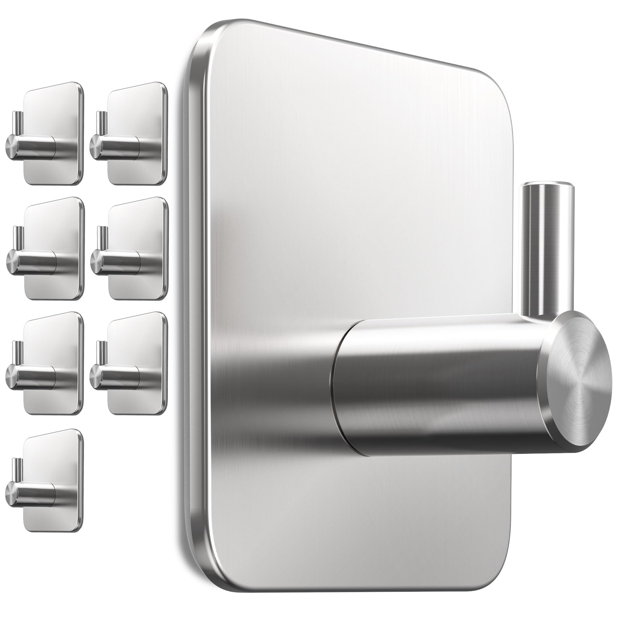 Aikzik Handdoekhouder zonder boren, max. 8 kg, handdoekhaak, badkamer, roestvrij staal, kleefhaak, kledinghaak, zelfklevend, ideaal voor badkamer, toilet, keuken, kantoor, zilver