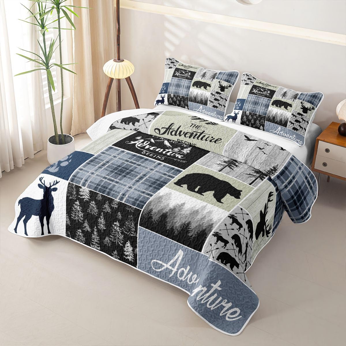Homewish Set di biancheria da letto matrimoniale trapuntato con orso