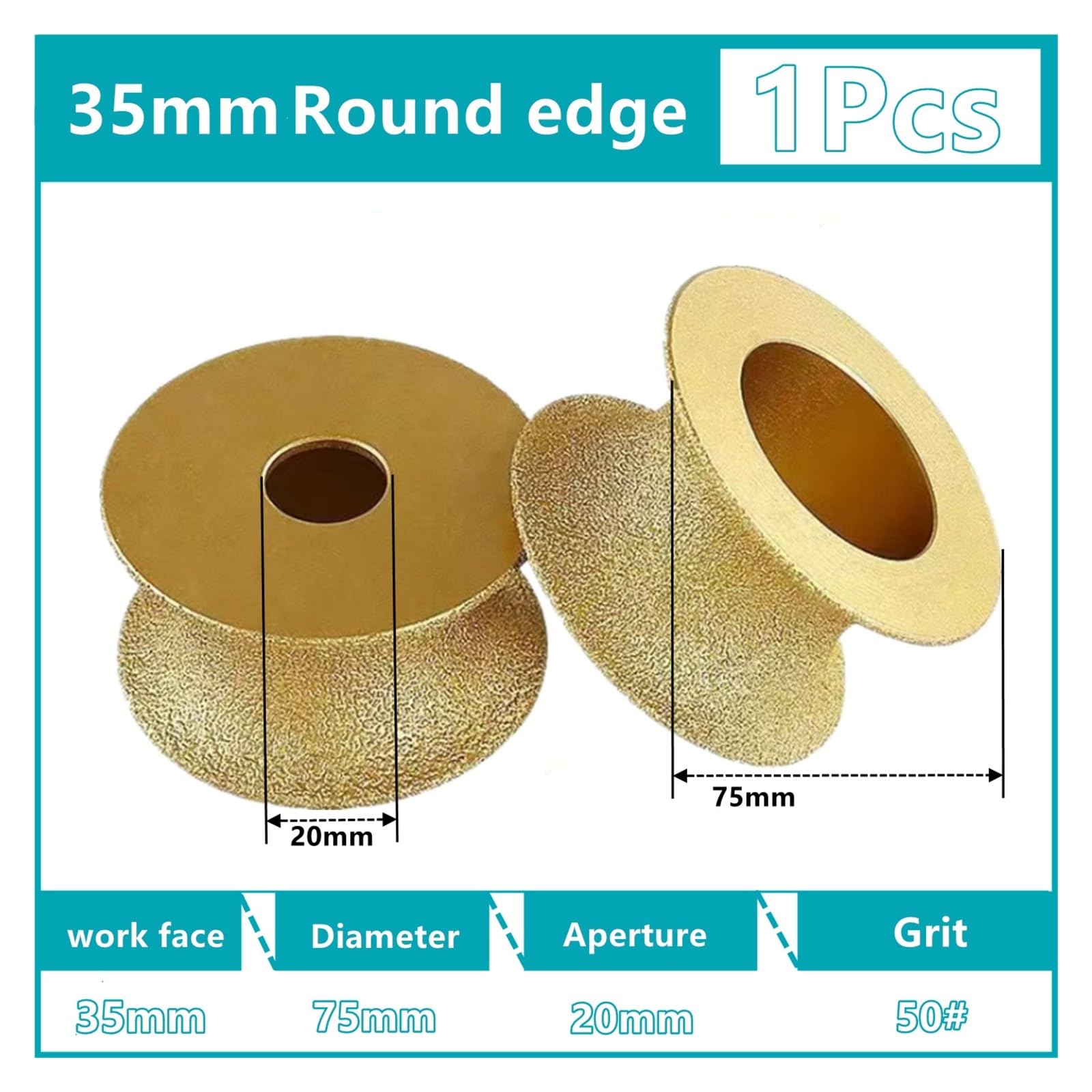 Mola per la rettifica dei profili dei bordi 1 pz Mola Disco Mola Resistente All'usura Testa di Rettifica Smussatura Strumento Bordo Profilo Disco Abrasivo for Muratura In Ceramica(35MM)