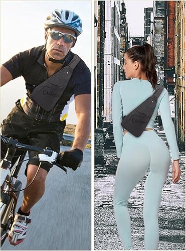 Miniatura 7 de Cajmols Riñonera bandolera para el pecho, mochila cruzada para hombres, viajes, senderismo, mochila, N-gris oscuro, talla única , Bolsa de correa
