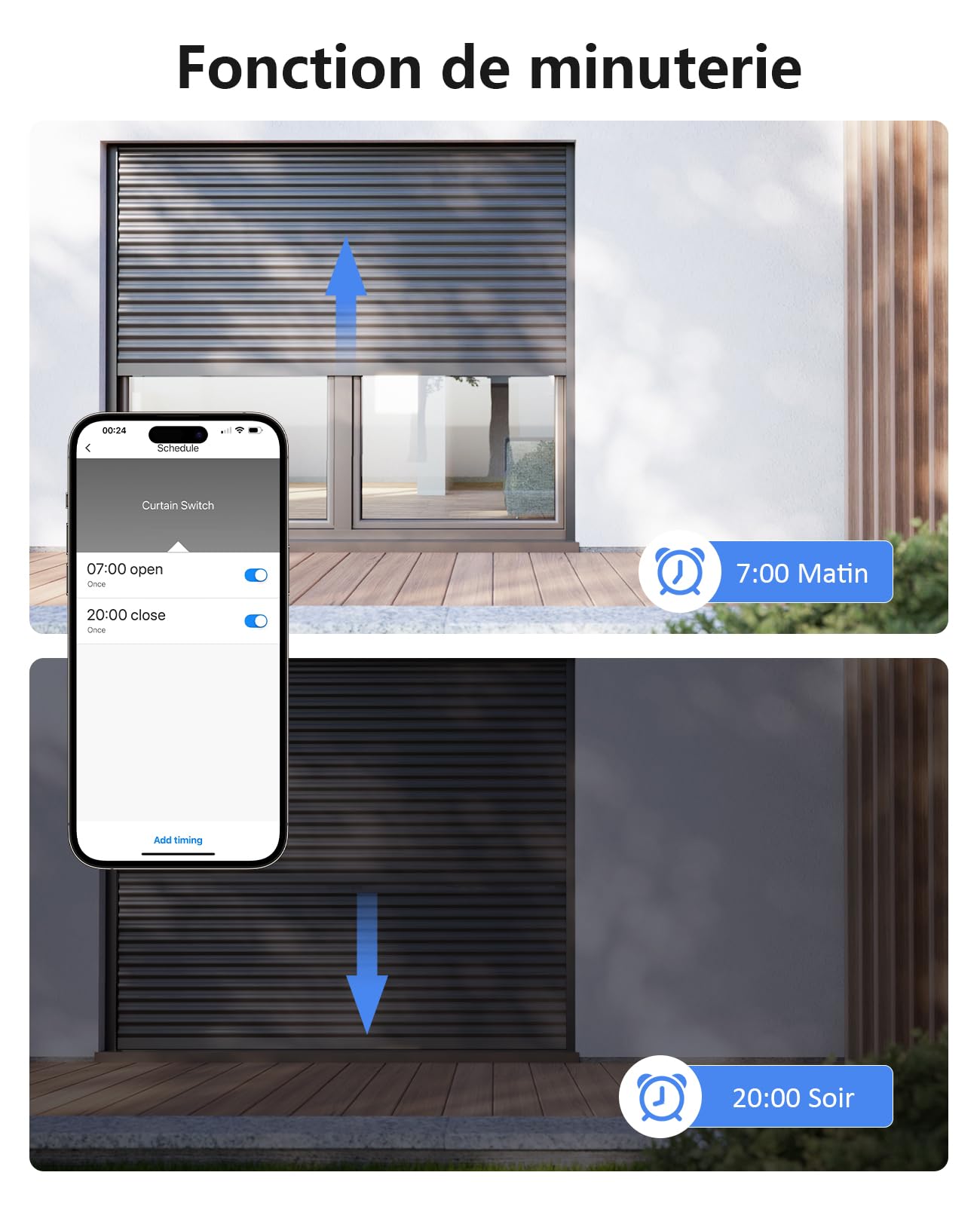 YOMOGI 2 Pack Module Volet Roulant Connecté avec Télécommande RF, Module Interrupteur pour Rideau Stores WiFi, Compatible avec Alexa Google Home pour Contrôle à Distance, Télécommande Appairée