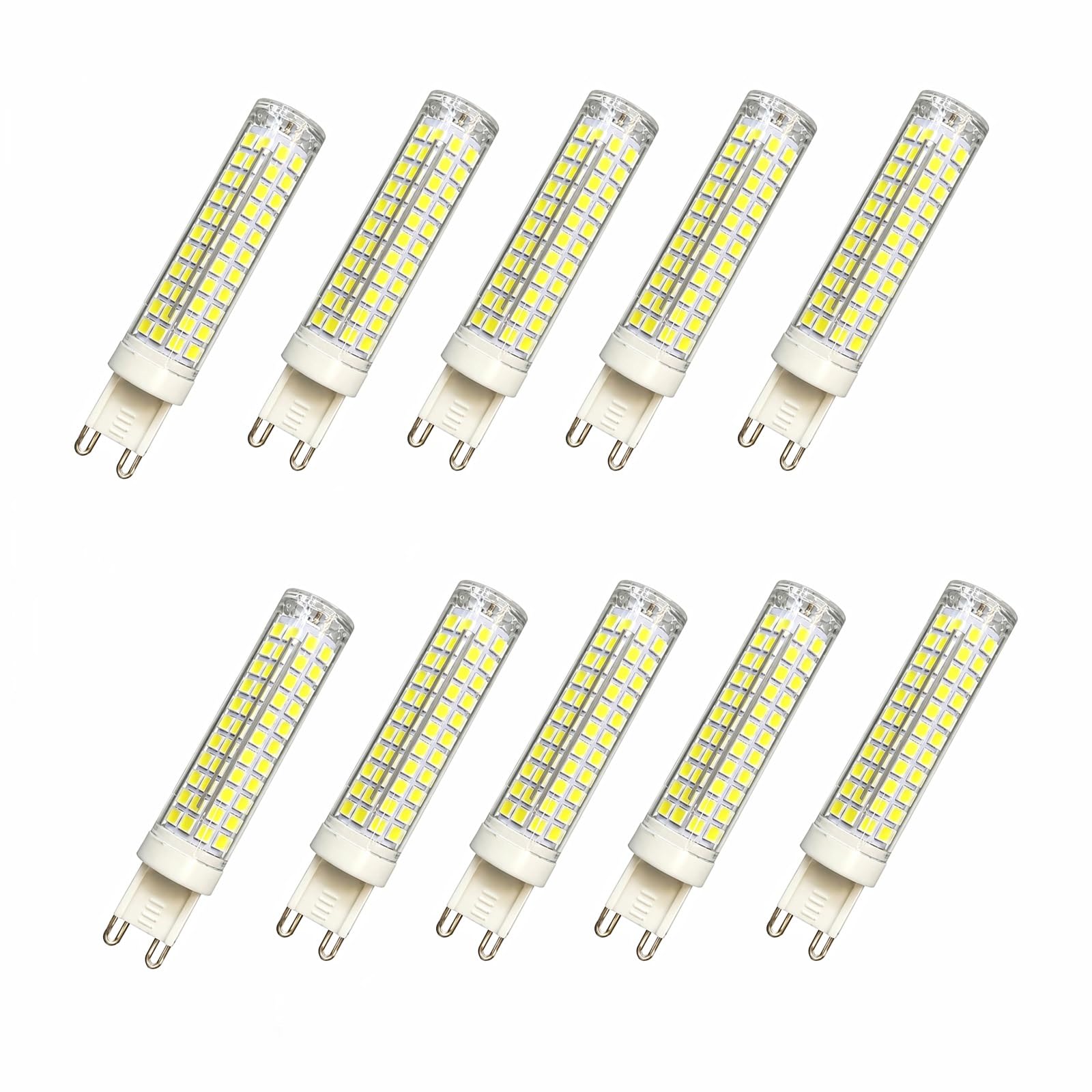 Cerámica Bombilla LED G9 Maíz Regulable 15W, Luz Fría 6500K, Equivalente a 120W Halógena, 1500LM, 360°, para Araña(10 Pack)