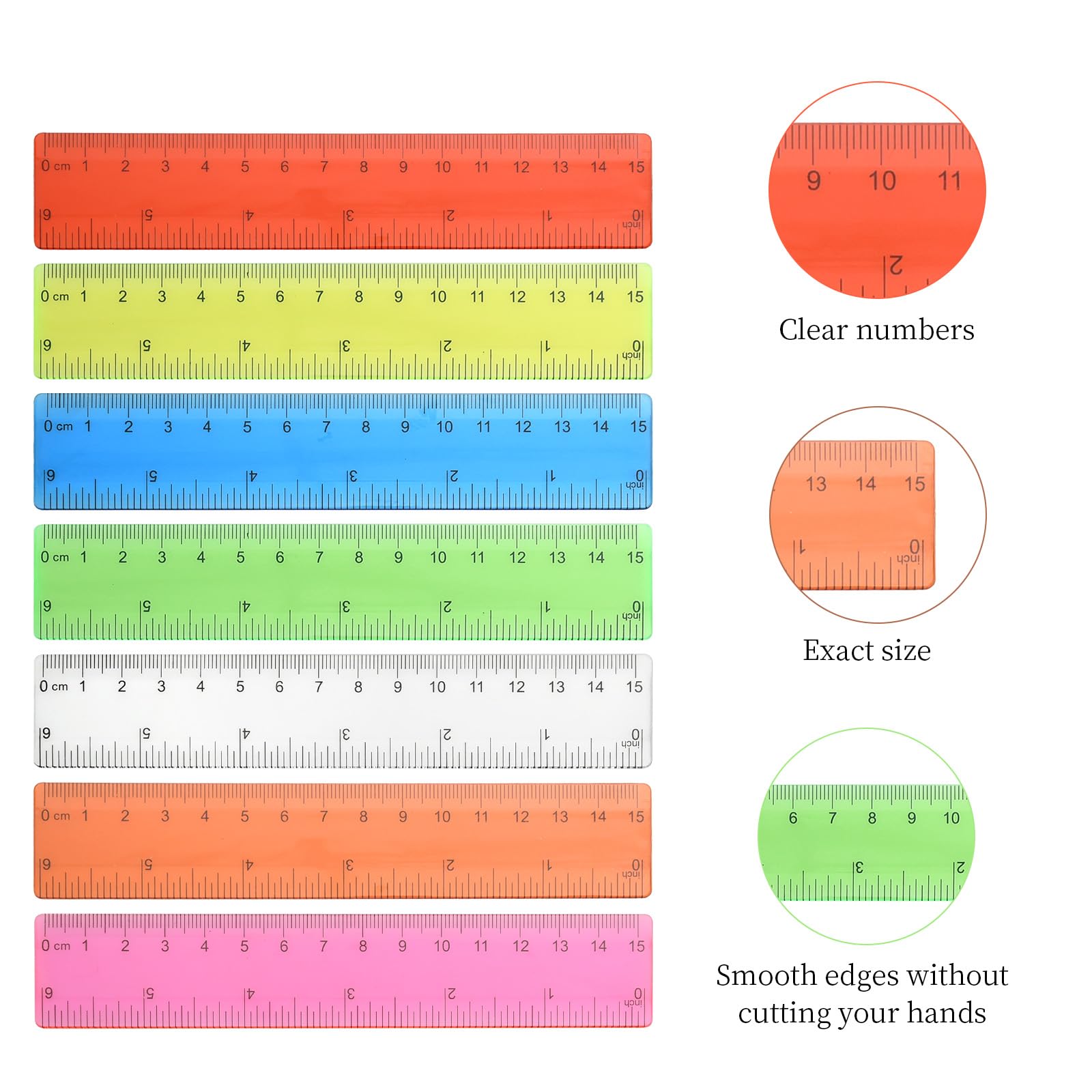 10 Righelli In Plastica Trasparente 15 Cm – Doppia Scala Cm/Pollici, Infrangibili Per Scuola E Ufficio