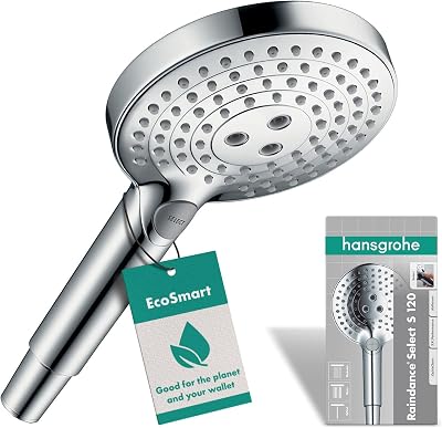 hansgrohe Raindance Select S wassersparende Handbrause mit 120 mm Strahlscheibe und drei Strahlarten