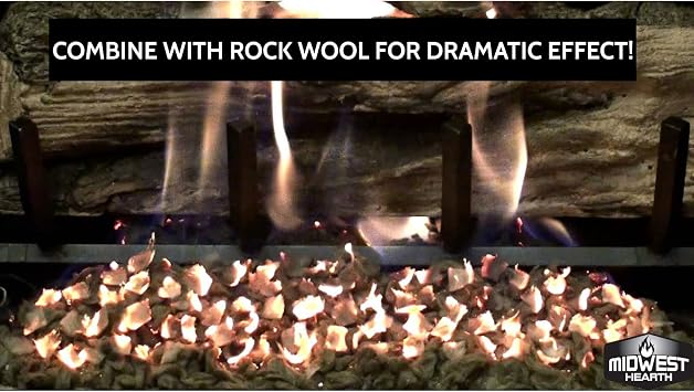 Midwest Hearth Platinum Embers and Rock Wool Bundle for Gas Logs and Fireplaces