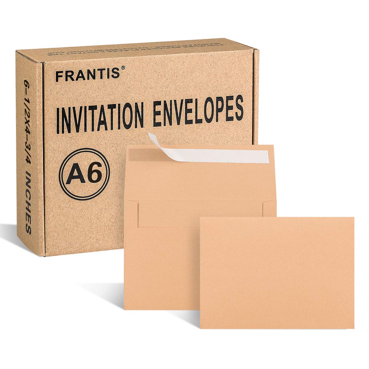 Frantis A6 Invitation Envelope 6-1/2x4-3/4 Inches Self-Sealing Striped Envelope Invitation, Very Suitable for Photos, Weddings, Announcements, RSVP, Greeting Cards (Brown)