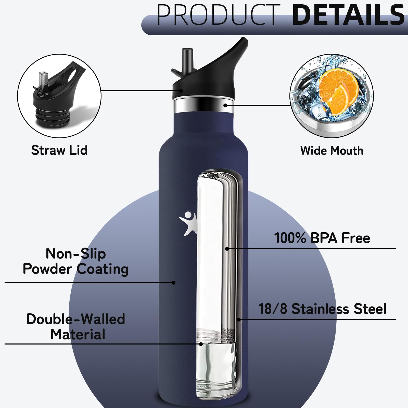 Borraccia Termica, Borraccia 1 litro, Senza BPA, Bottiglia Termica, Con filtro e Cannuccia, Borracce Termiche, Mantiene Caldo per 12 Ore/Freddo 24 Ore, Borracce per Trekking, Sport, Ciclismo