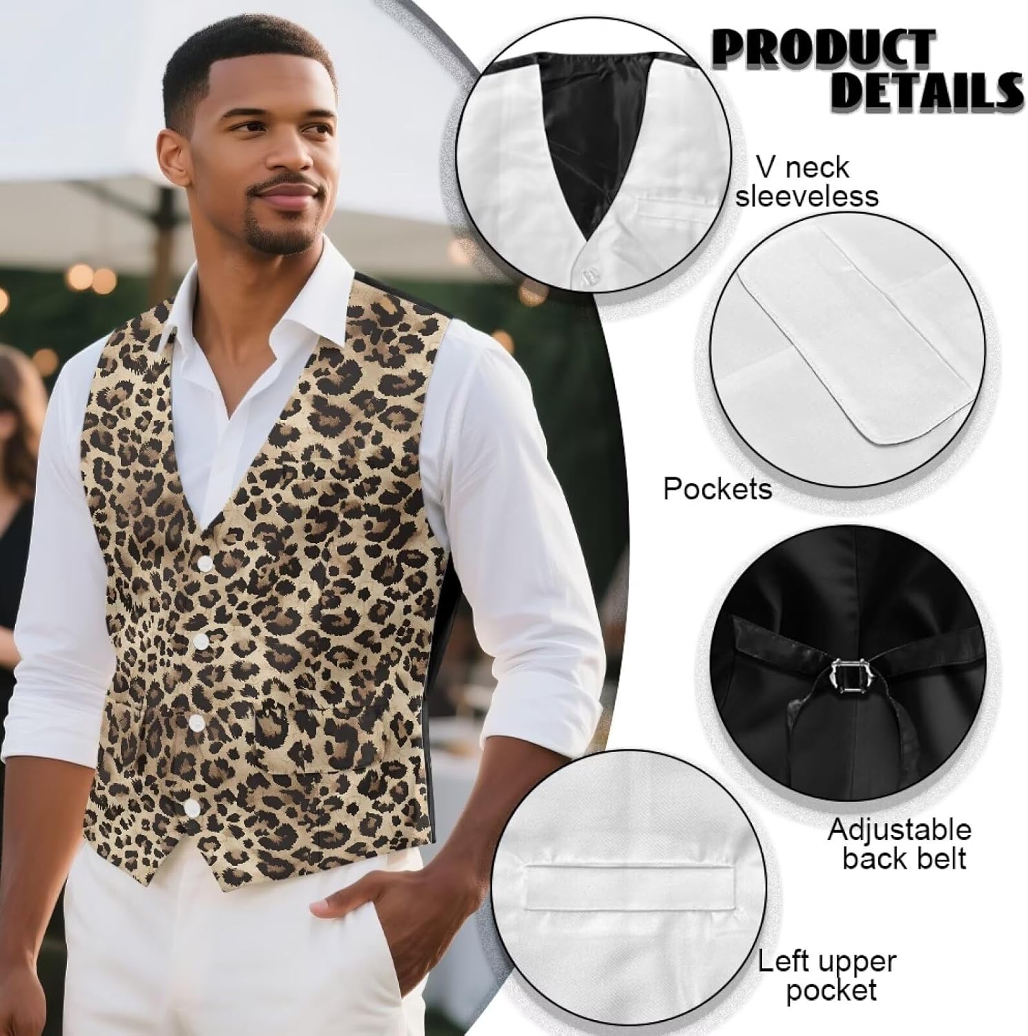 Men's V-Neck Suit Vests Lightweight Formal Slim Fit Business Dress Waistcoat Vest for Suit or Tuxedo with Pockets