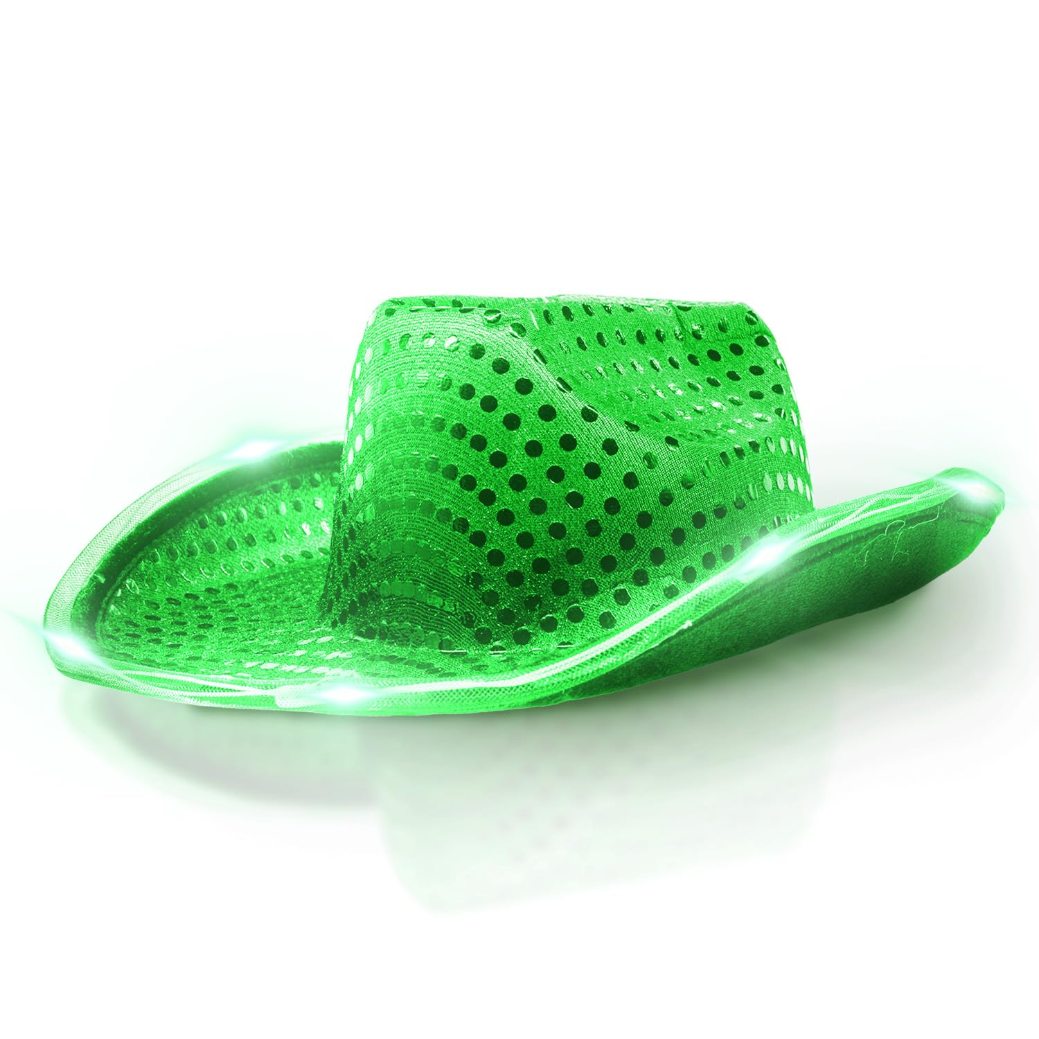 Neon Cowboys Light Up Beanie Disco Cowboy Hat Red Light Up Sequin