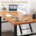 Need Office Computer Desk - 54.3L Sturdy and Heavy Duty Folding Laptop Table,Writing Table/Home Office Desk/Sewing Table,No Assembly Required (Teak&Black) AC5BB138