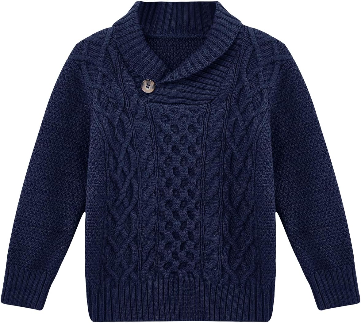 Makkrom Toddler Pullover Sweaters Shawl Collar Cable Knit Sweaters Long Sleeve Warm Outwear Spring Fall Winter
